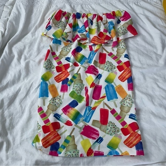 Tiff & Jen SMALL Ice Cream Ruffle off Shoulder Dress Popsicle Summer cold - Picture 2 of 7